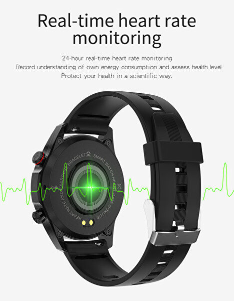 Smartwatch WO21SBS - Silver+Black Silicon
