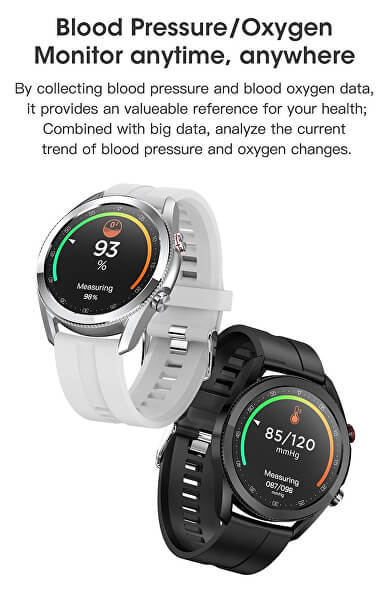 Smartwatch W25S - Silver/Black Leather