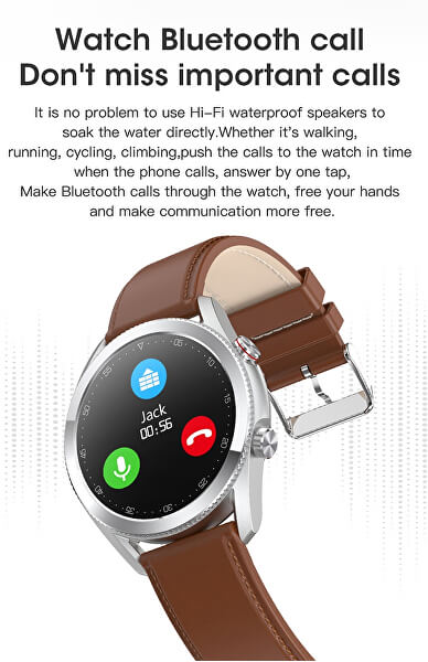 Smartwatch W25S - Silver/Black Leather