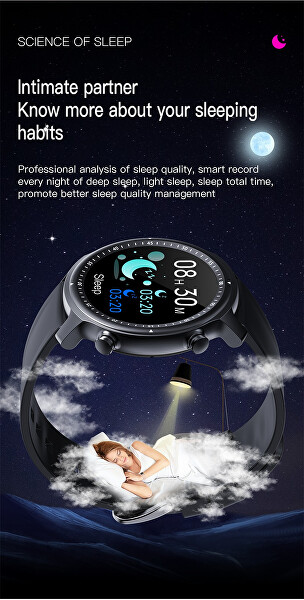 Smartwatch W30BL - Negru Leather