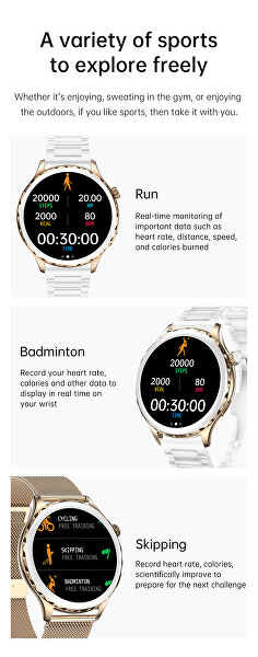 Smartwatch WAK43S - Silver/Pink SET + náhradní řemínek
