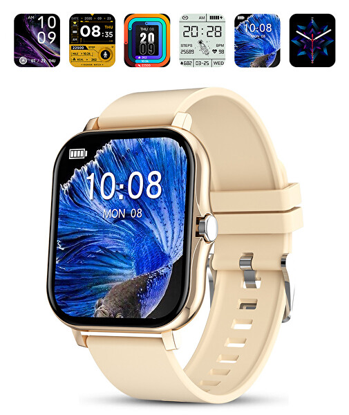 Smartwatch WO2GTG - Gold Silicone