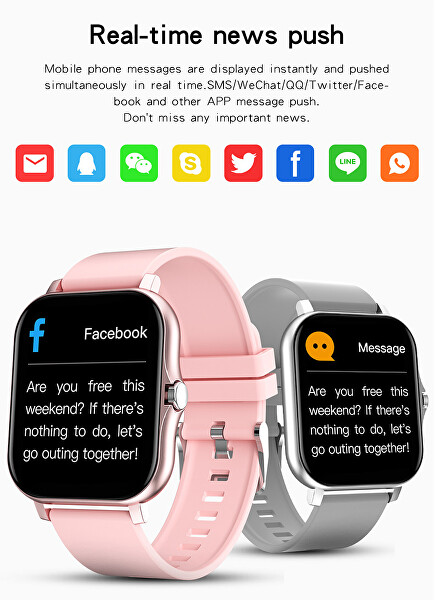 Smartwatch WO2GTG - Pink Silicone