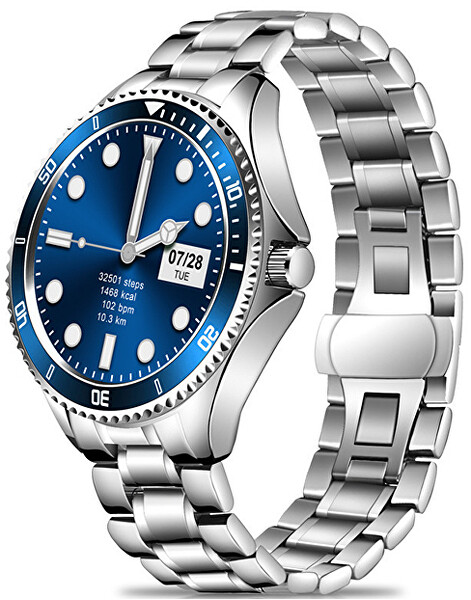Smartwatch W69SBE - Silver+Blue
