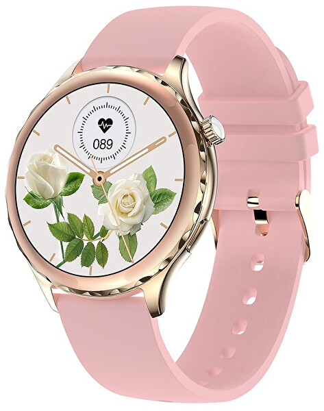 Smartwatch WAK43G - Gold/Pink SET + náhradní řemínek