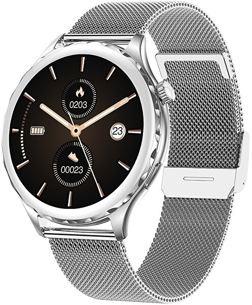Smartwatch WAK43S - Silver/Pink SET + náhradní řemínek