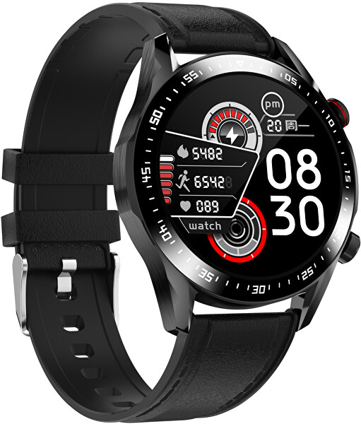 SLEVA - Smartwatch WO21BKL - Black Leather