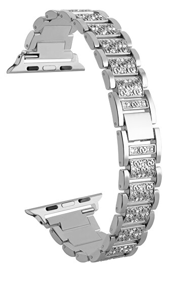 Ocelový tah s kamínky pro Apple Watch 42/44/45/49 mm - Silver