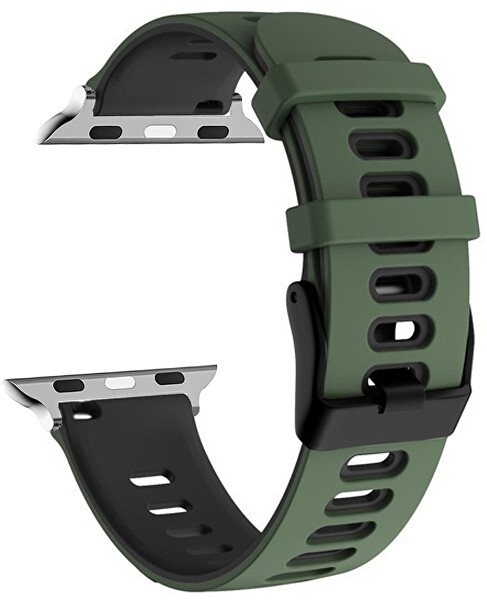 Szilikon szíj Apple Watch-hoz -  Green/Black 38/40/41 mm