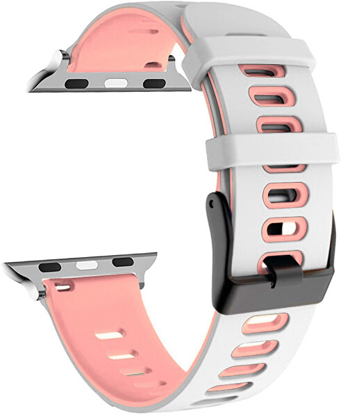 Szilikon szíj Apple Watch-hoz - White/Pink 38/40/41 mm