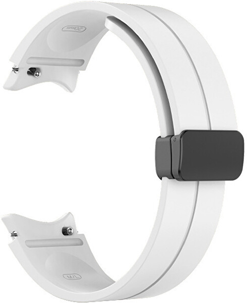 Curea din silicon cu cataramă neagră pentru Samsung Galaxy Watch 6/5/4 - White