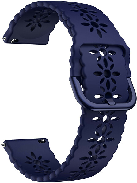 Cinturino in silicone con motivo floreale 20 mm - Dark Blue