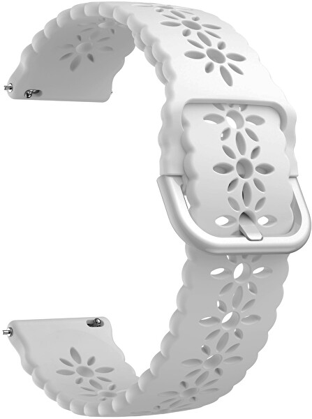 Cinturino in silicone con motivo floreale 22 mm - White