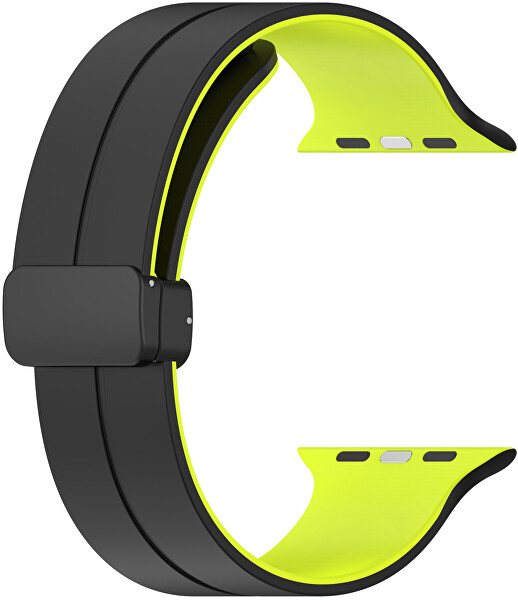 Silikonový řemínek s magnetickou sponou pro Apple Watch 38/40/41 mm - Black/Green