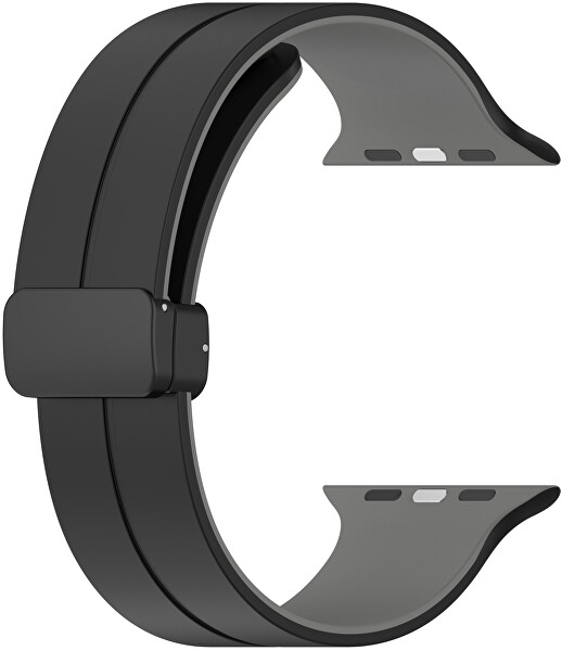 Curea din silicon cu închidere magnetică pentru Apple Watch 42/44/45/49 mm - Black/Grey