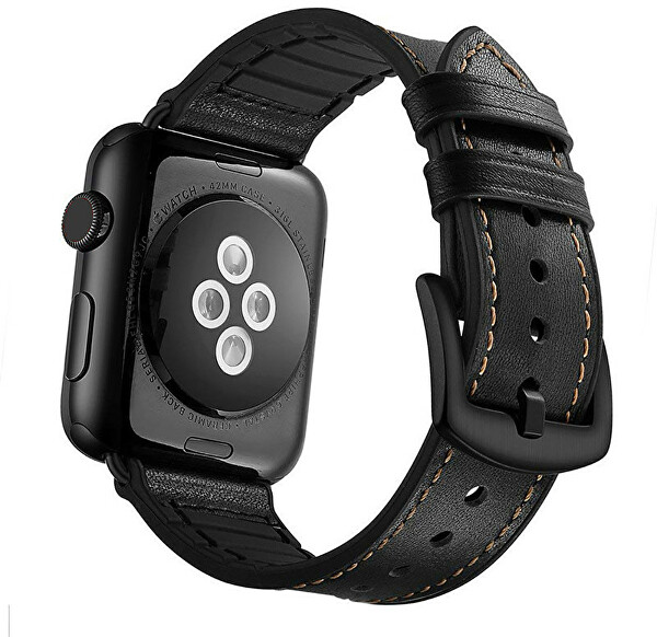 Bőr óraszíj Apple Watch-hoz - Black 42/44/45/49 mm