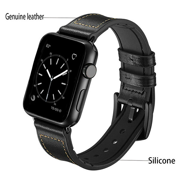 Bőr óraszíj Apple Watch-hoz - Black 42/44/45/49 mm