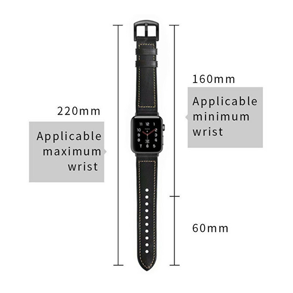 Cinturino in pelle per Apple Watch - Black 42/44/45/49 mm