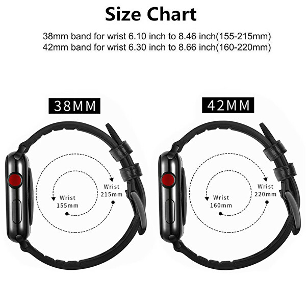 Lederband für Apple Watch - Black 42/44/45/49 mm