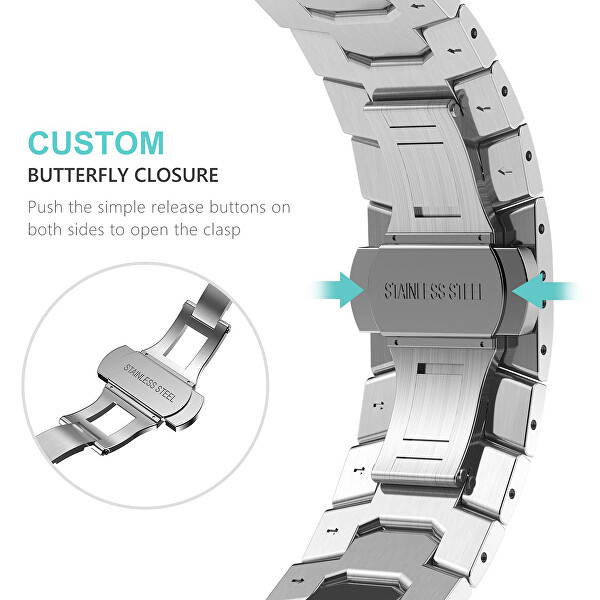 Ocelový tah Iron Man pro Apple Watch 42/44/45/49 mm - Silver