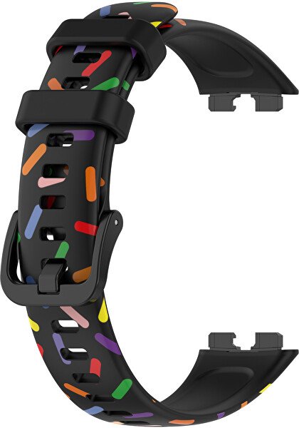 Curea din silicon cu motiv colorat pentru Huawei Watch Band 8 - Negru
