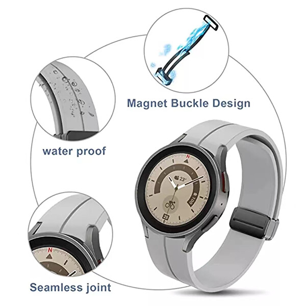Silikonarmband mit schwarzer Schnalle für Samsung Galaxy Watch 6/5/4 – Weiß