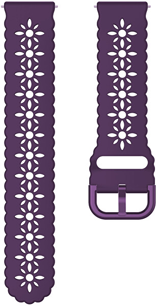 Silikonový řemínek s květinovým vzorem 20 mm - Violet