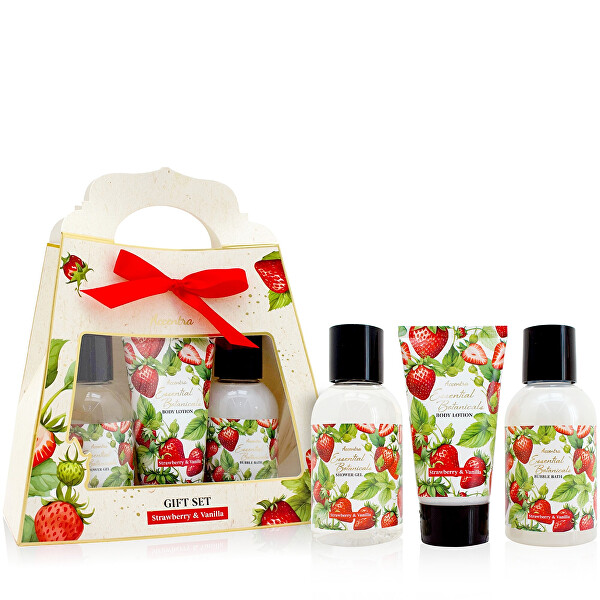 Dárková sada v krabičce s uchem Strawberry & Vanilla Essential Botanical