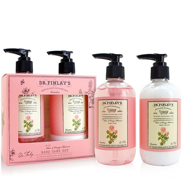Dárková sada péče o ruce s pumpičkou Rose & Orange Blossom Dr. Finlay`s