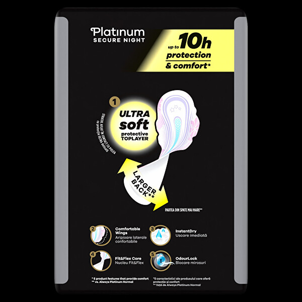 Noční hygienické vložky Platinum Ultra Secure Night Mega 30 ks