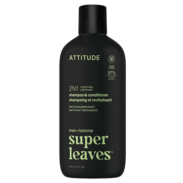 Pánsky posilňujúci šampón a kondicionér 2v1 Super Leaves Matcha & Bergamot (Shampoo & Conditioner) 415 ml