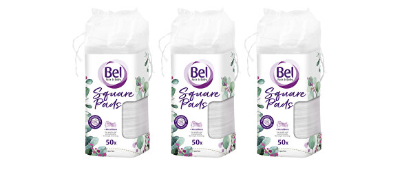 Sada čtvercových odličovacích tamponů Bel Face & Body Cosmetic 3 x 50 ks