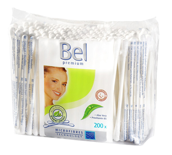 Vatové tyčinky Premium s aloe vera a provitamínem B5 200 ks