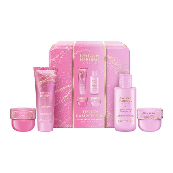 Dárková sada v plechové dóze Jojoba, Vanilla & Almond Oil 4 ks