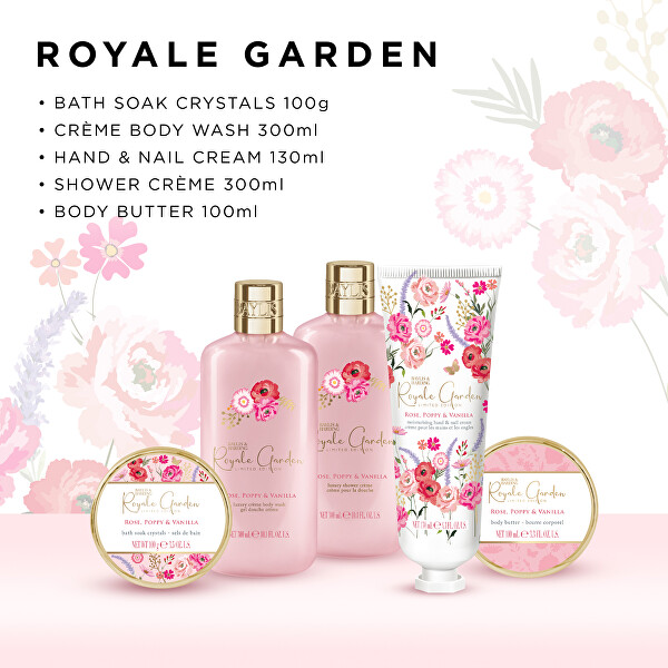 Sada péče o tělo v květinovém boxu Royale Garden 5 ks