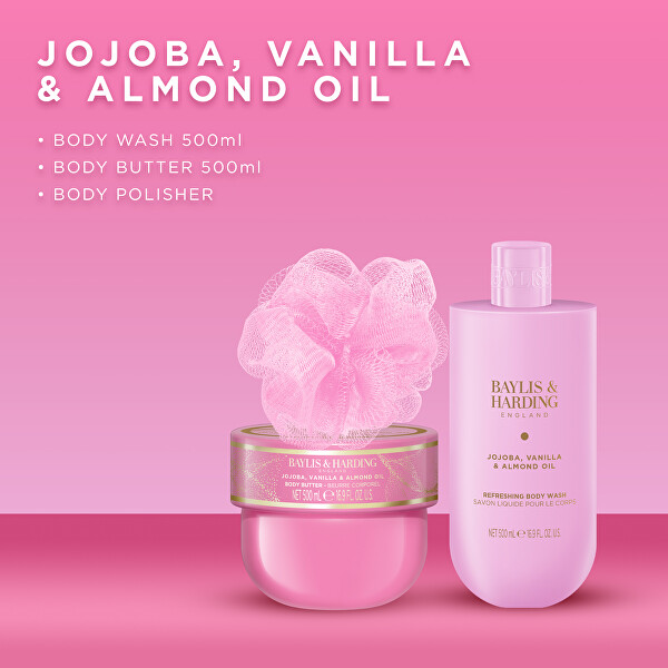 Dárková sada v taštičce Jojoba, Vanilla & Almond Oil 3 ks