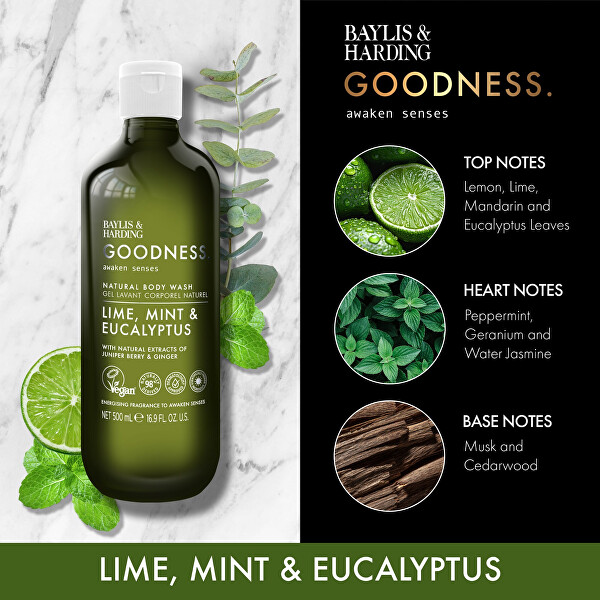 Sprchový gel Goodness Awaken Limetka, Máta & Eukalyptus 500 ml