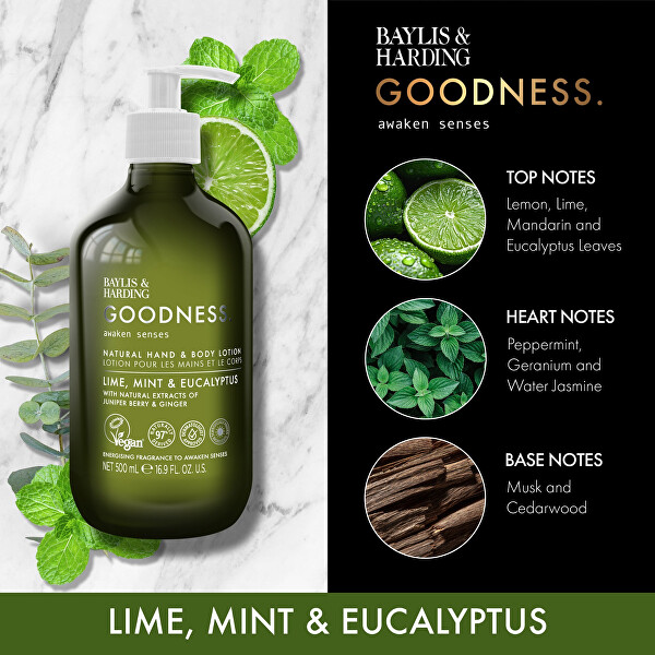 Tělové mléko Goodness Awaken Limetka, Máta & Eukalyptus 500 ml