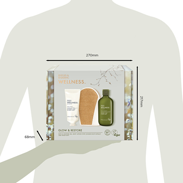 Dárková sada péče o tělo s rukavicí Ginger, Lime & Basil 3 ks