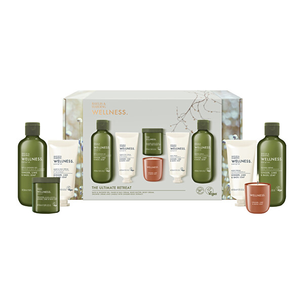 Dárková sada péče o tělo se svíčkou Ginger, Lime & Basil Leaf 6 ks