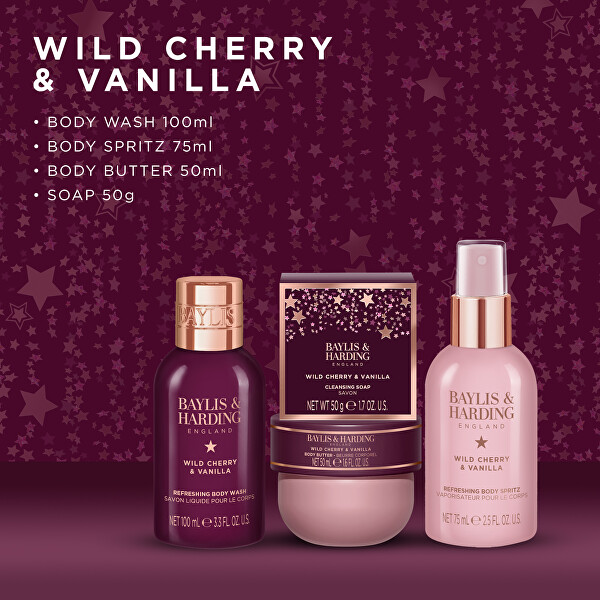Dárková sada péče o tělo v taštičce Wild Cherry & Vanilla 4 ks