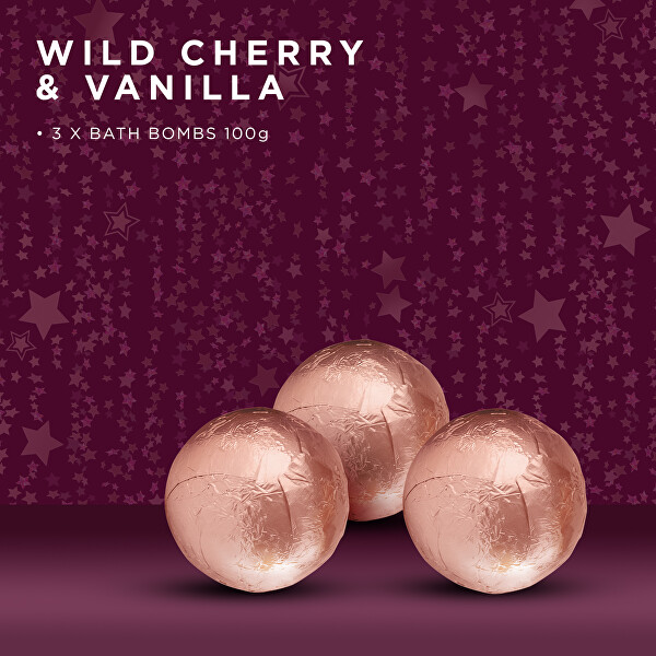 Dárková sada šumivých koulí do koupele Wild Cherry & Vanilla 3 ks