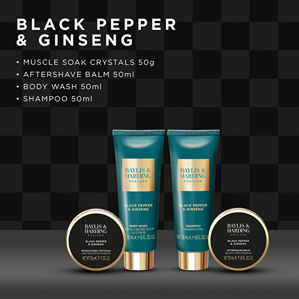 Dárková sada v plechové dóze Black Pepper & Ginseng 4 ks