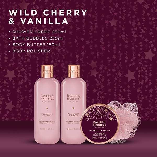 Dárková sada v sametové taštičce Wild Cherry & Vanilla 4 ks