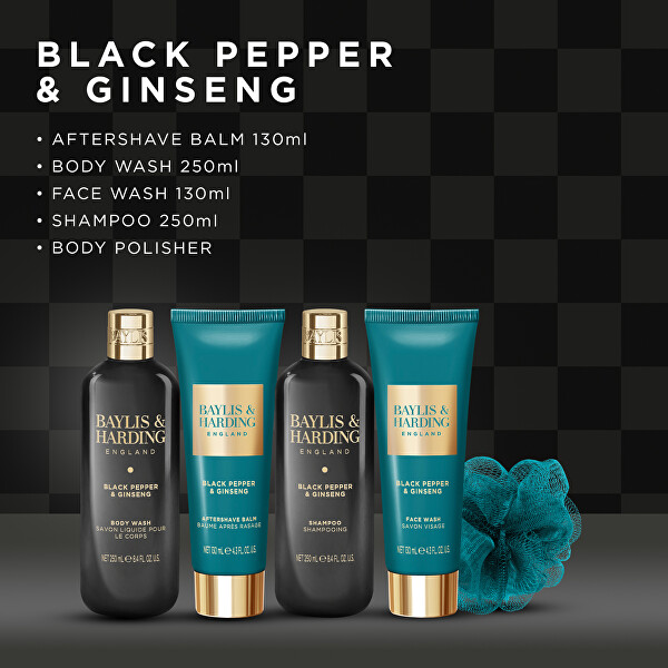 Dárkový box péče o tělo pro muže Black Pepper & Ginseng 5 ks