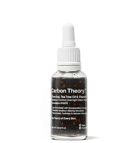 Éjszakai méregtelenítő szérum Charcoal, Tea Tree Oil & Vitamin E Breakout Control (Overnight Detox Serum) 30 ml