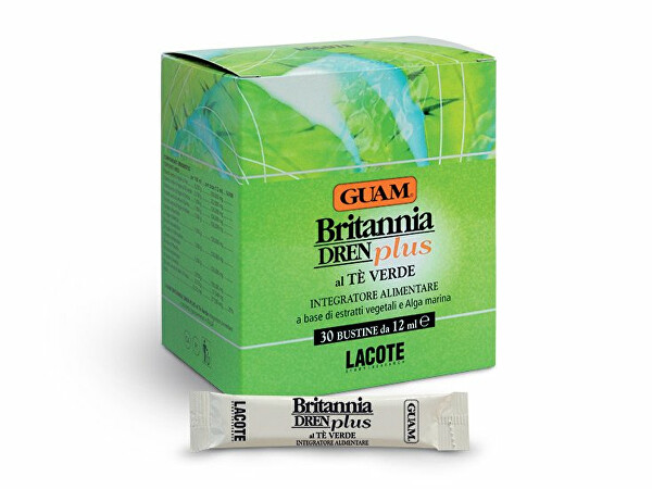 Tekutý doplnok stravy so zeleným čajom Britannia Dren Plus 30 sáčkov
