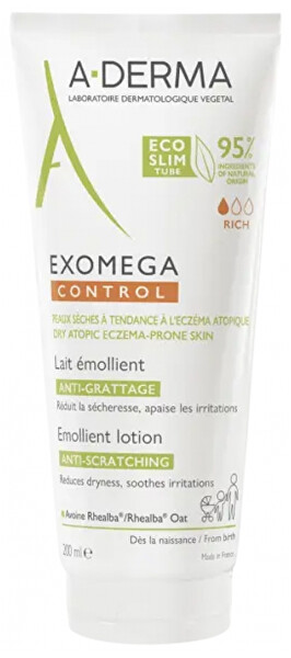 Bőrpuhító tej atópiás ekcémára hajlamos száraz bőrre Exomega Control (Emollient Lotion)