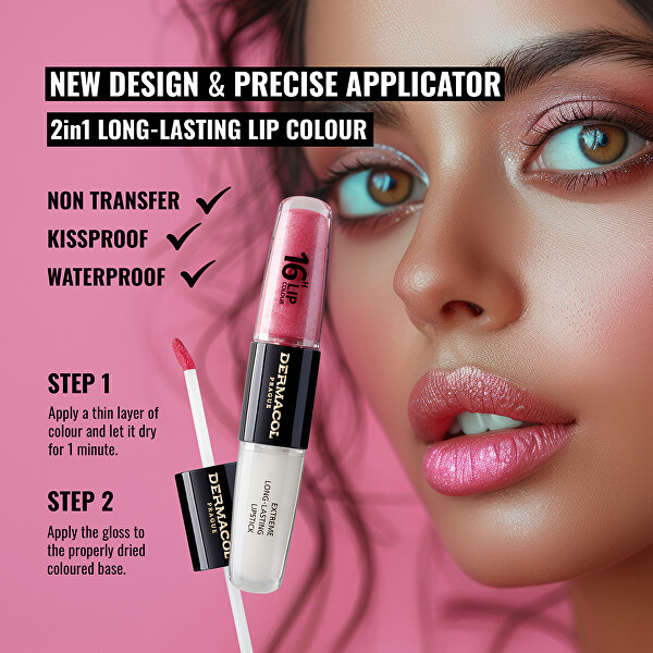 Dlouhotrvající dvoufázová barva na rty a lesk 16H Lip Colour (Extreme Long-Lasting Lipstick) 4 + 4 ml