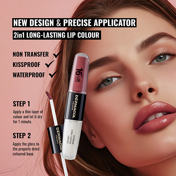 Dlouhotrvající dvoufázová barva na rty a lesk 16H Lip Colour (Extreme Long-Lasting Lipstick) 4 + 4 ml